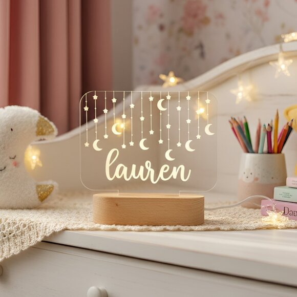 Personalized Hanging Stars Light | LED Name Sign for Kids’ Bedrooms - Picture 8 of 8